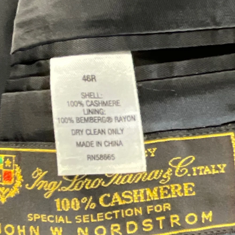 John W. Nordstrom Loro Piana 100% Cashmere Blazer Size 46R